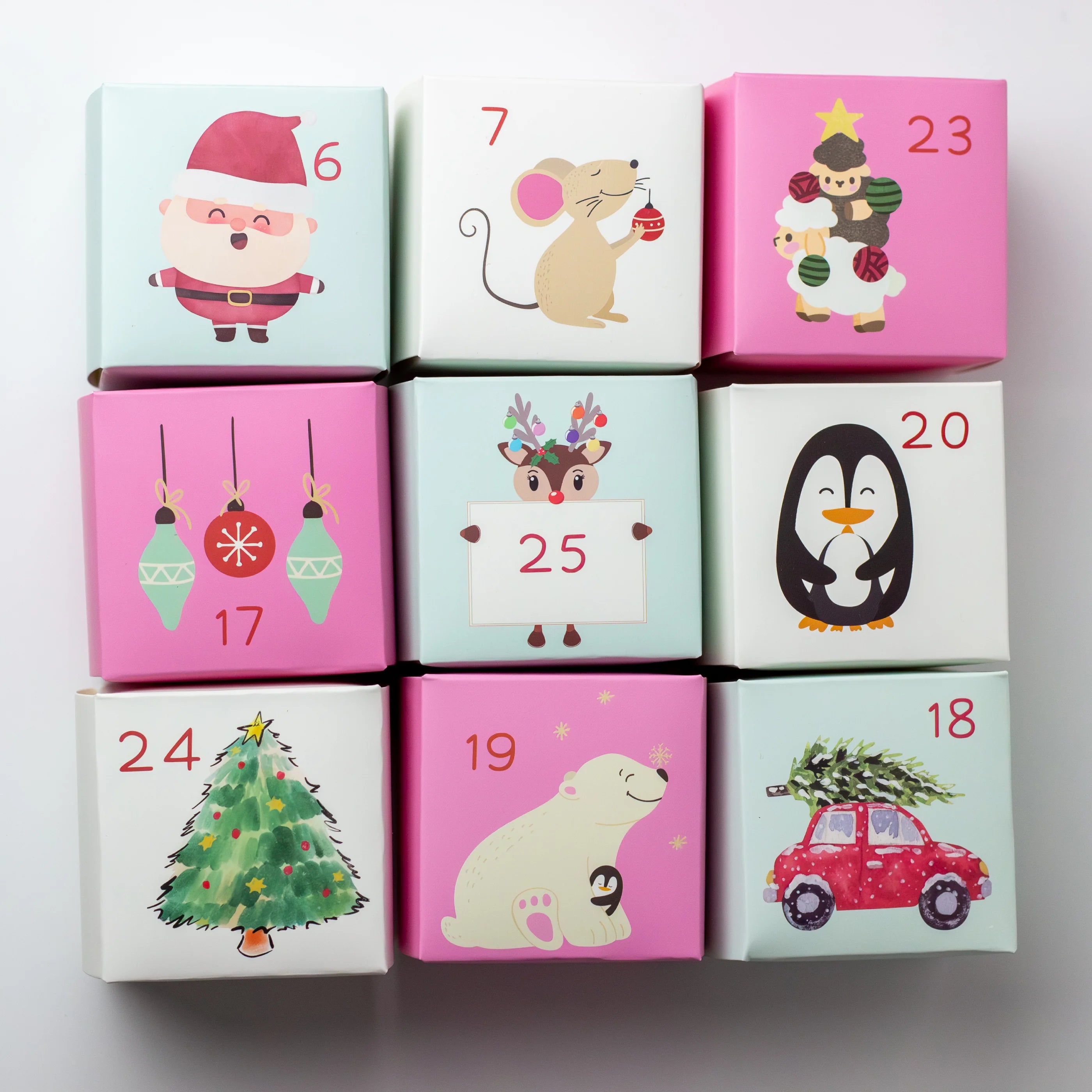 advent calendar with cartoon characters on each day