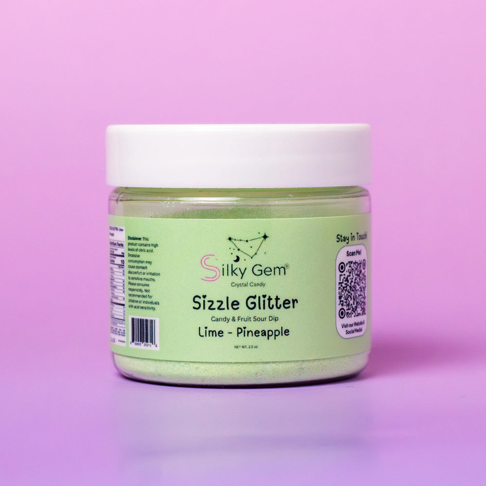 Silky Gem Sizzle Glitter Sour Dip Lime Pineapple crystal candy product image
