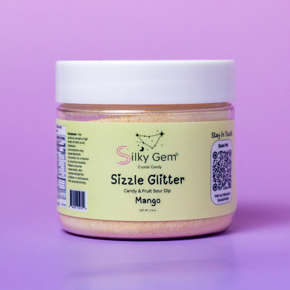 Silky Gem Sizzle Glitter Sour Dip Mango crystal candy product image