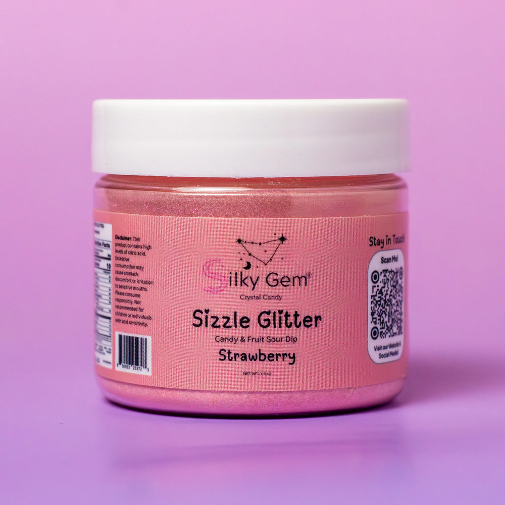 Silky Gem Sizzle Glitter Sour Dip Strawberry crystal candy product image
