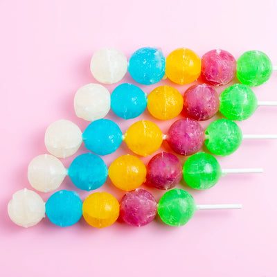 Colorful Silky Gem Crystal Pop skewers with five crystal candies each