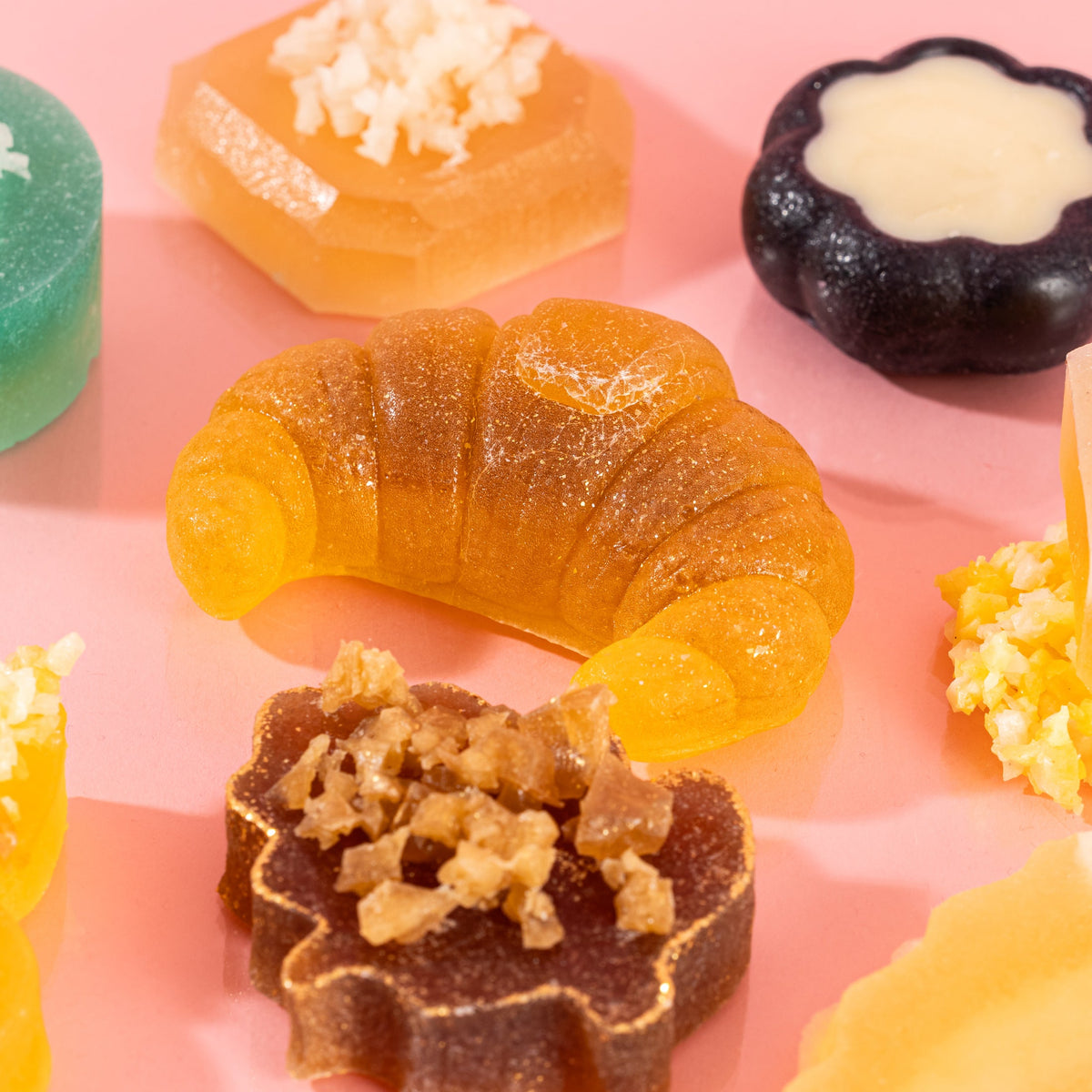 November Insider Box 2026 — croissant crystal candy square close-up