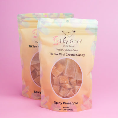 Close-up of Silky Gem Spicy Pineapple Bites crystal candy