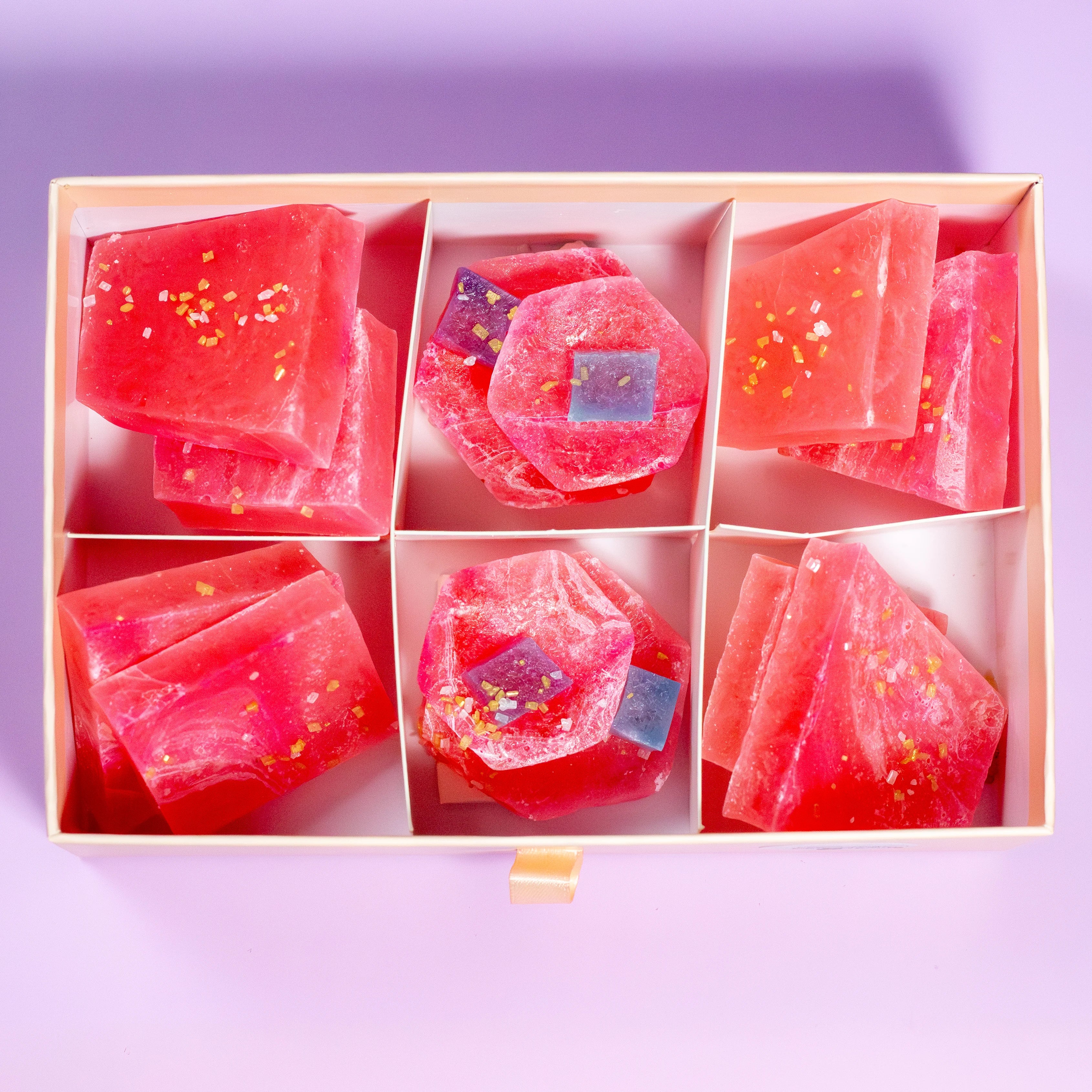 Watermelon Citrus Pink Calcite Crystal Candy Kohakutou | Silky Gem