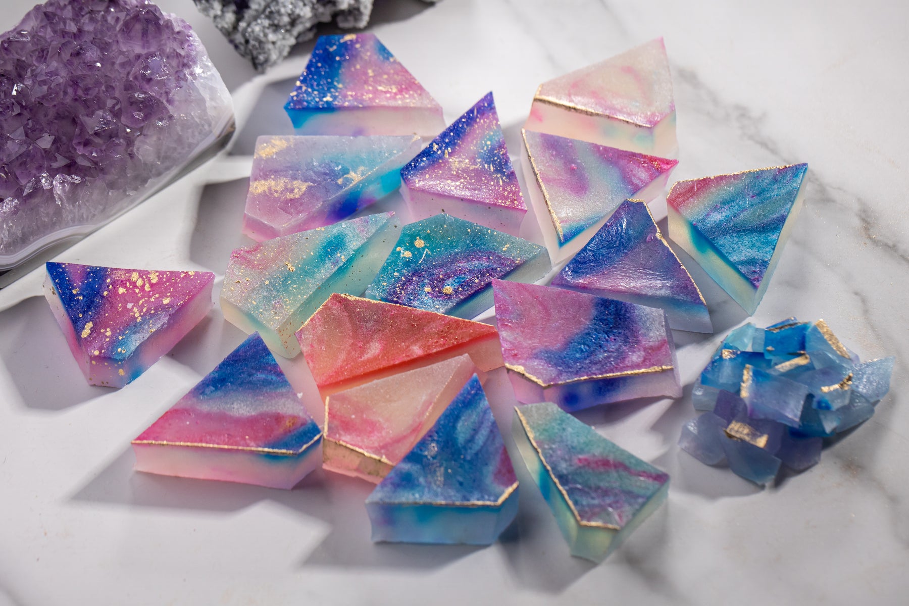 Lychee Aurora Crystal Candy, Handmade Kohakutou